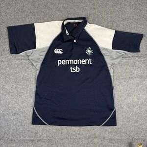 Canterbury Ireland Rugby Polo Shirt Permanent TSB Mens Size S Navy White Grey